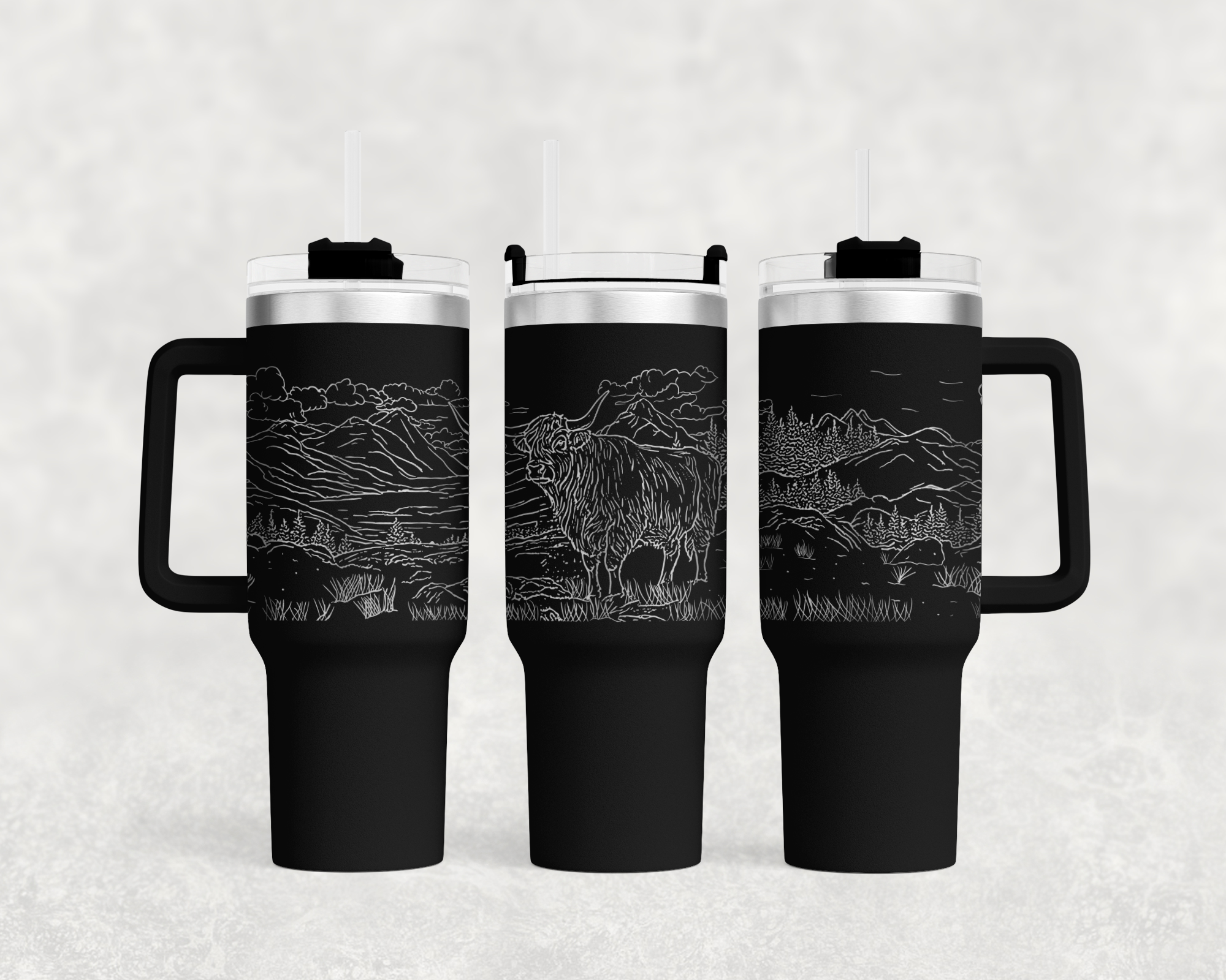 Highland Cow in Pasture 40oz Tumbler