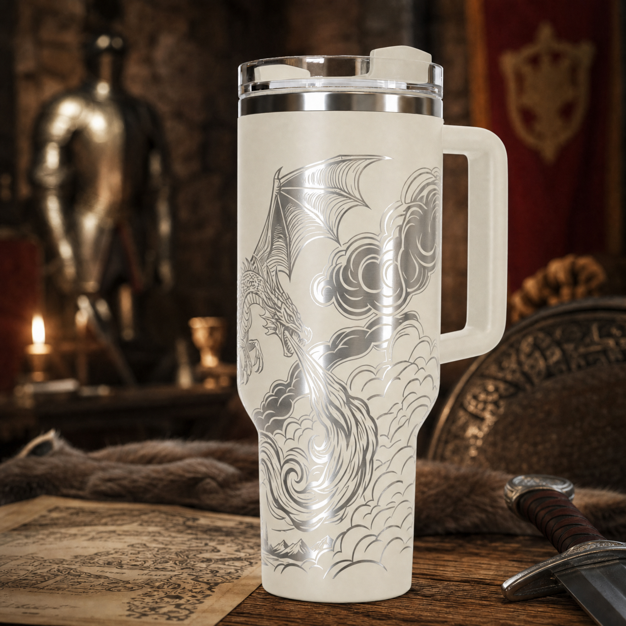 Dragon with Castle 40 oz. Tumbler