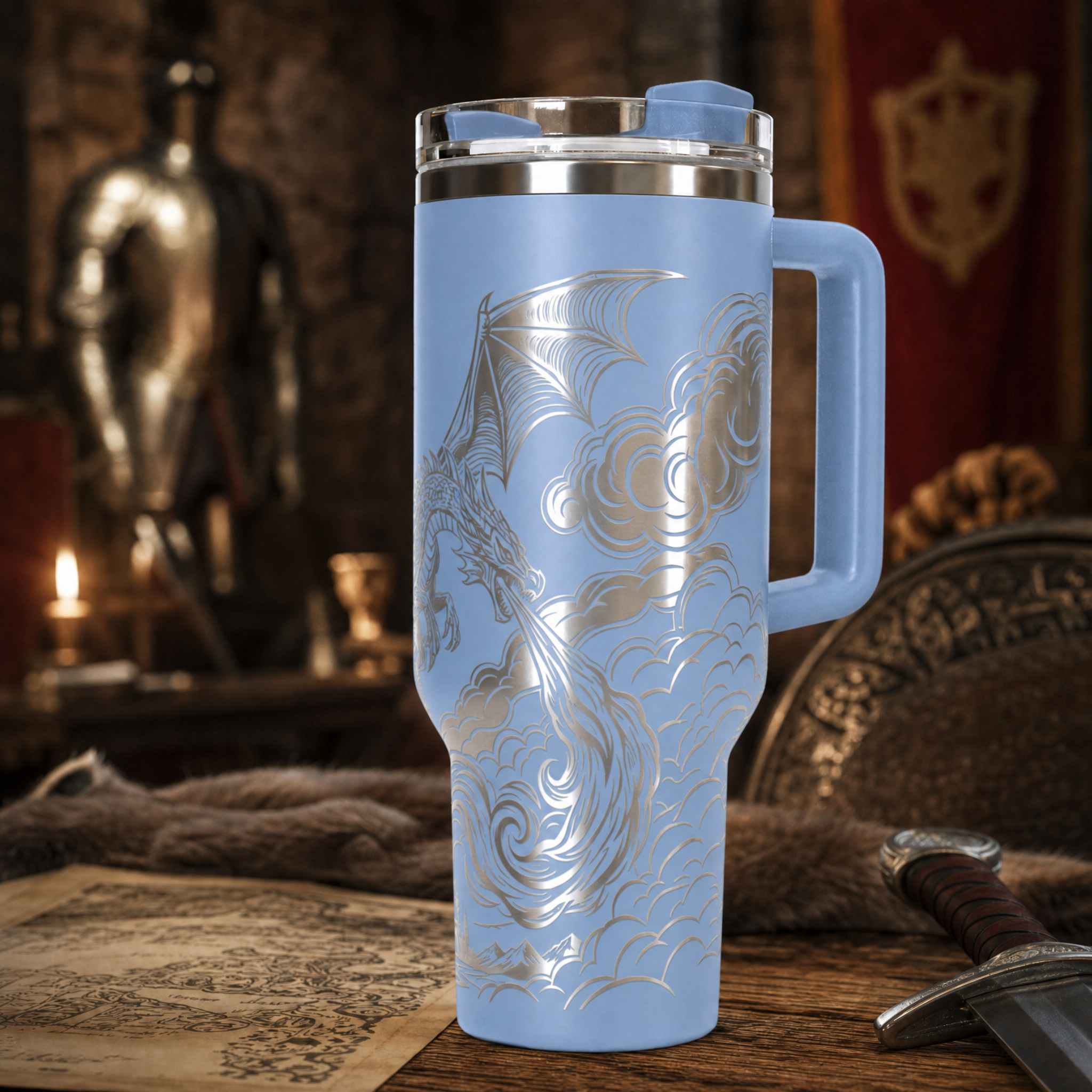 Dragon with Castle 40 oz. Tumbler