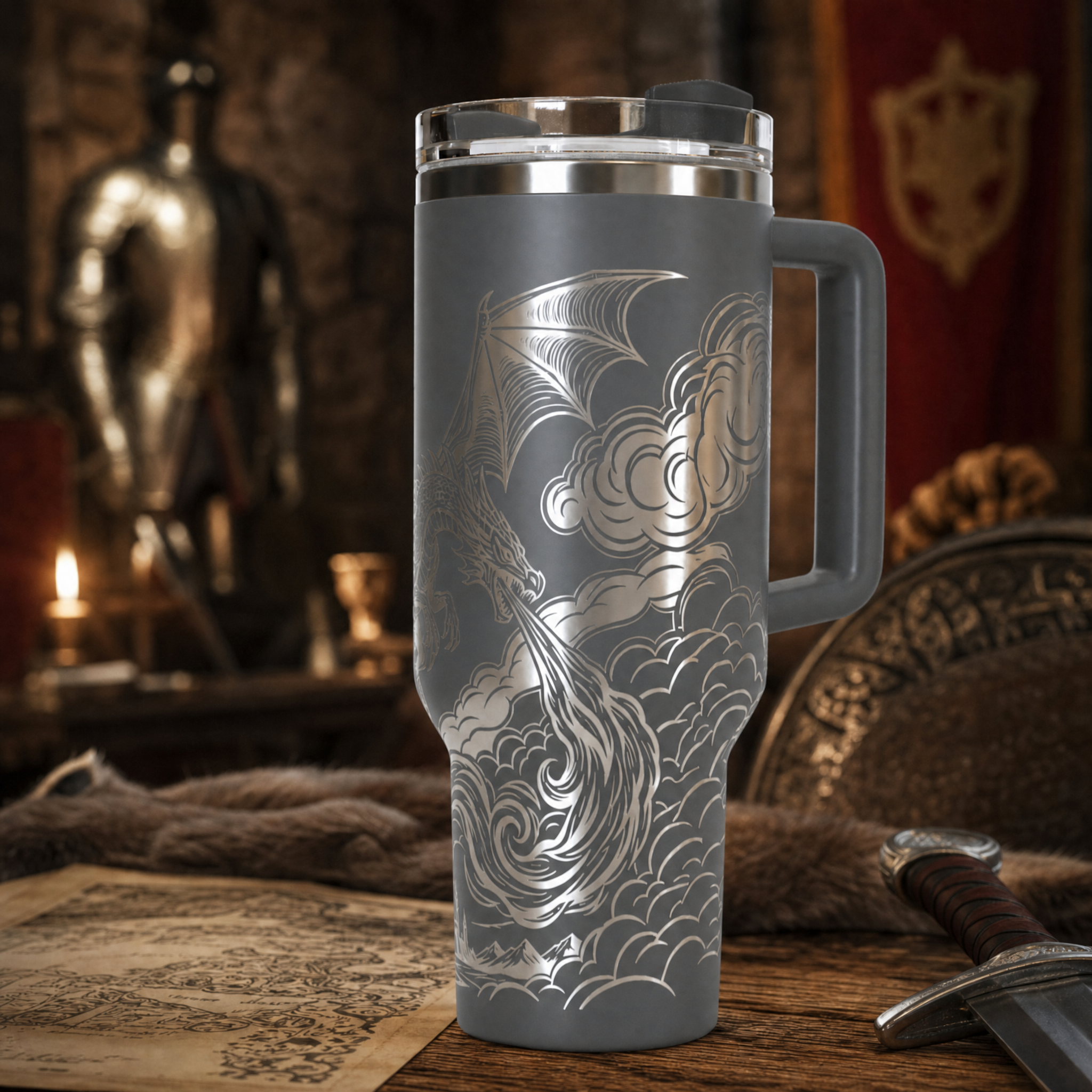Dragon with Castle 40 oz. Tumbler