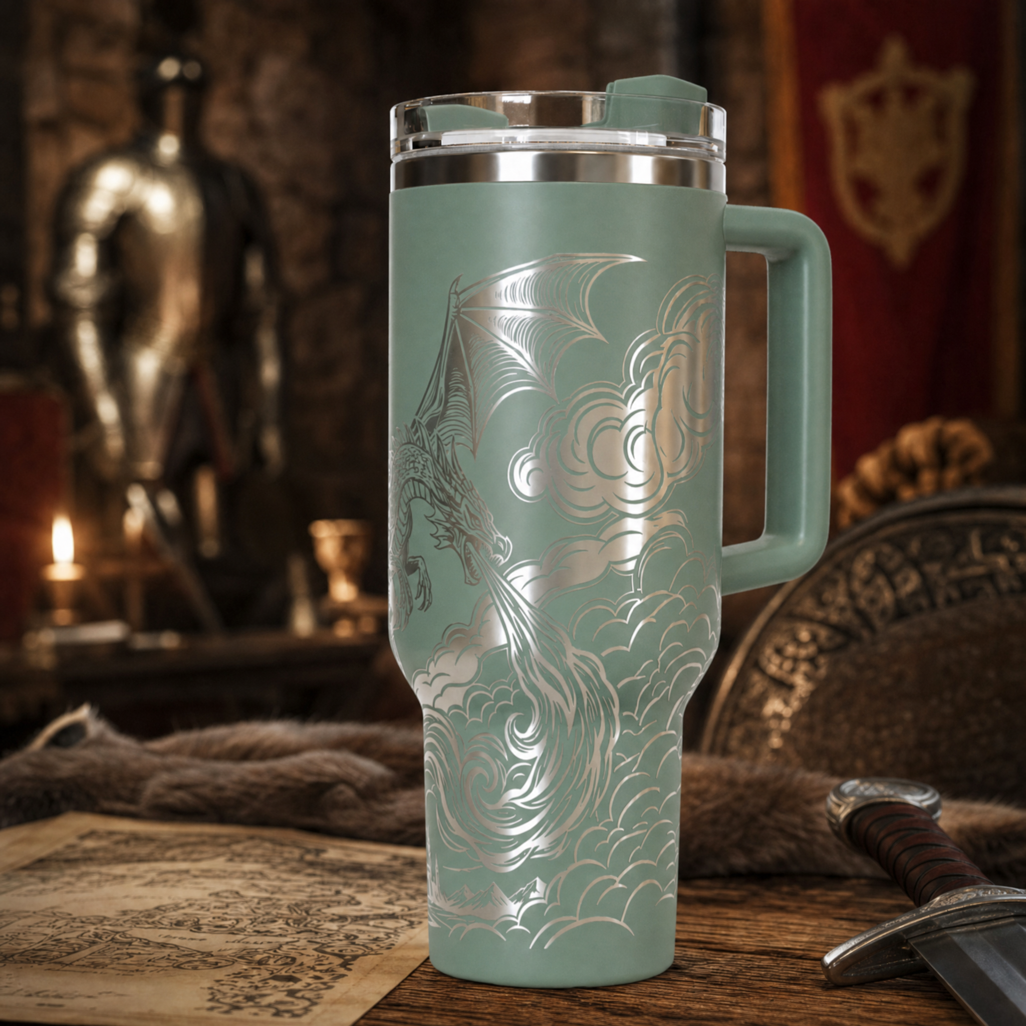 Dragon with Castle 40 oz. Tumbler