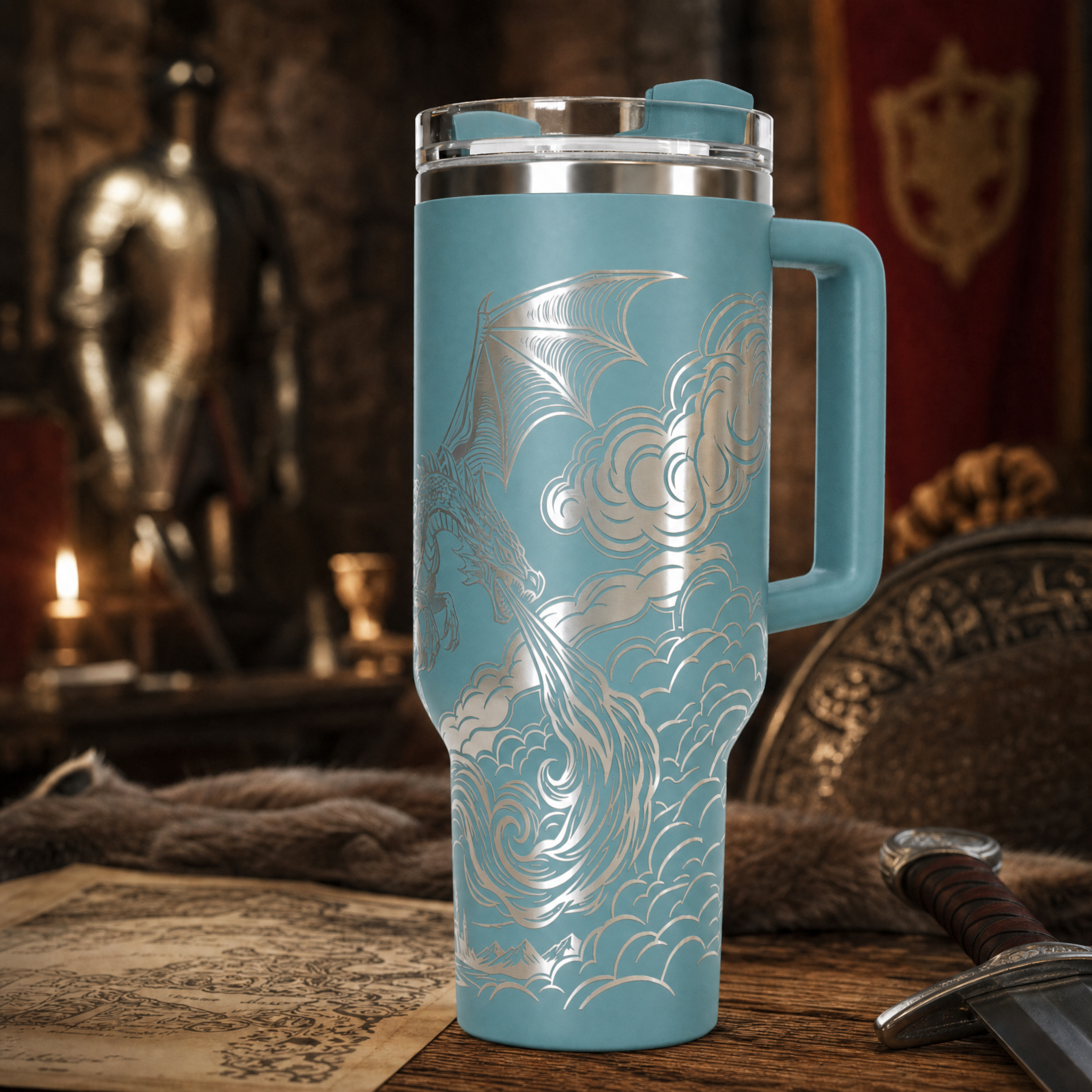 Dragon with Castle 40 oz. Tumbler
