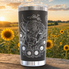 Highland Cow with Sunflowers 20oz Tumbler