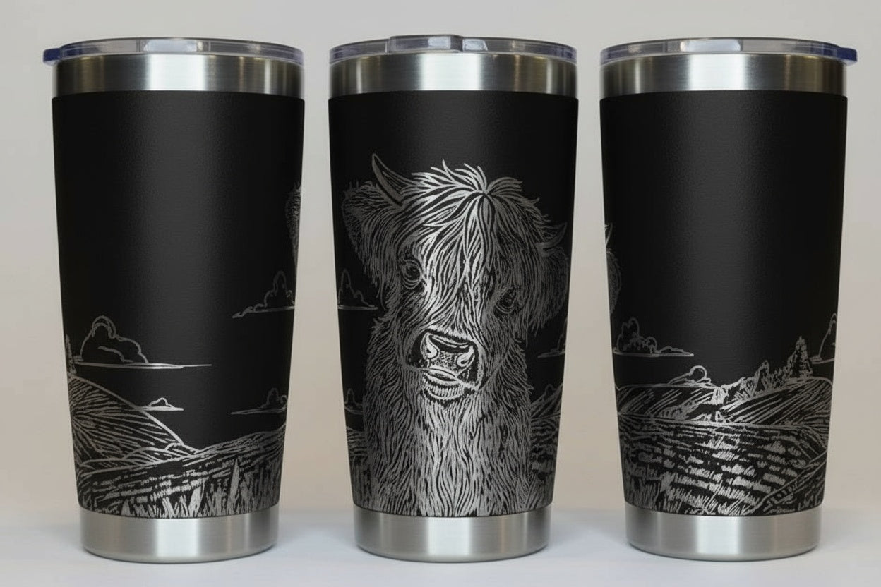 Highland Cow in Field 20oz Tumbler