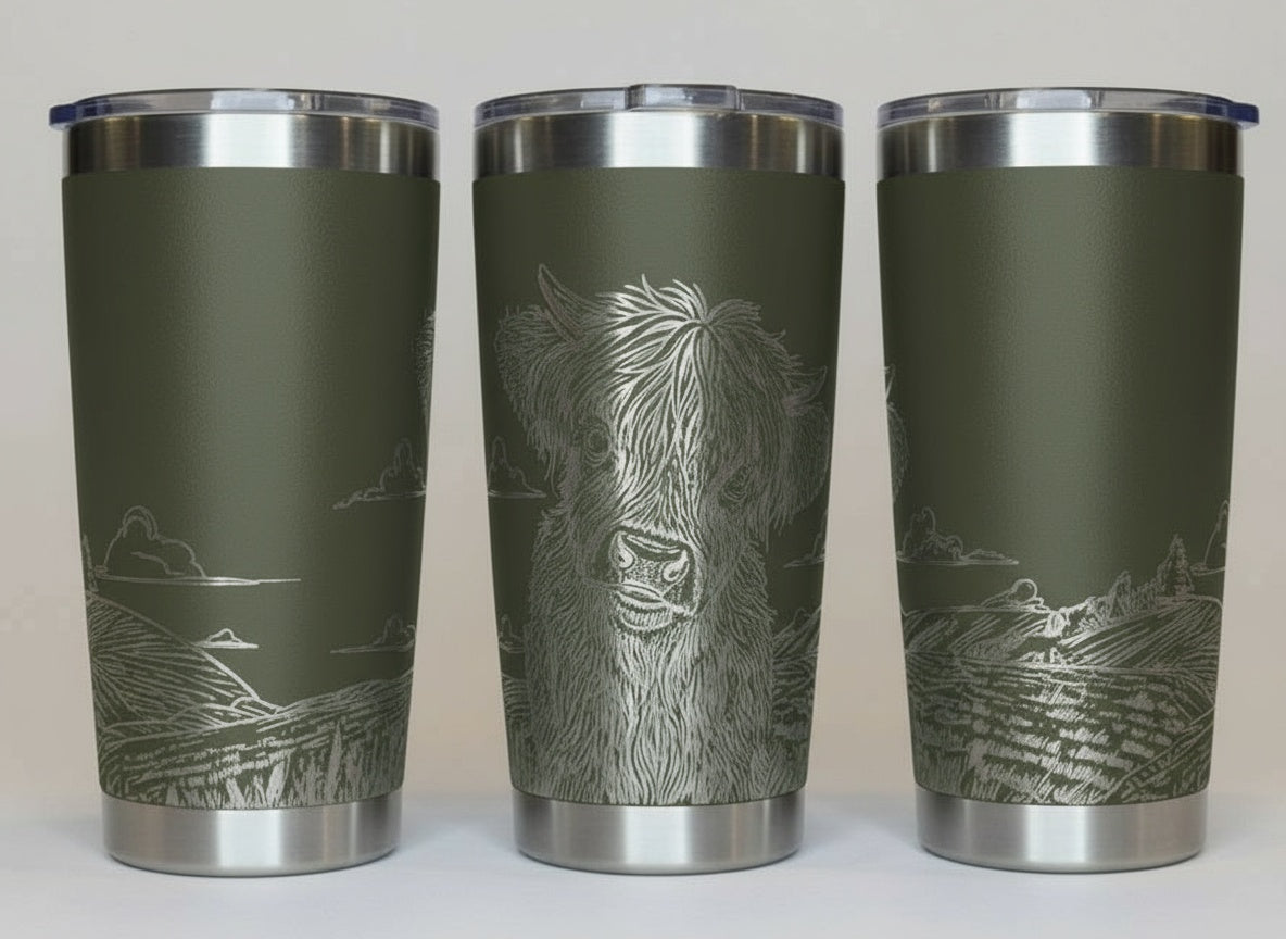 Highland Cow in Field 20oz Tumbler