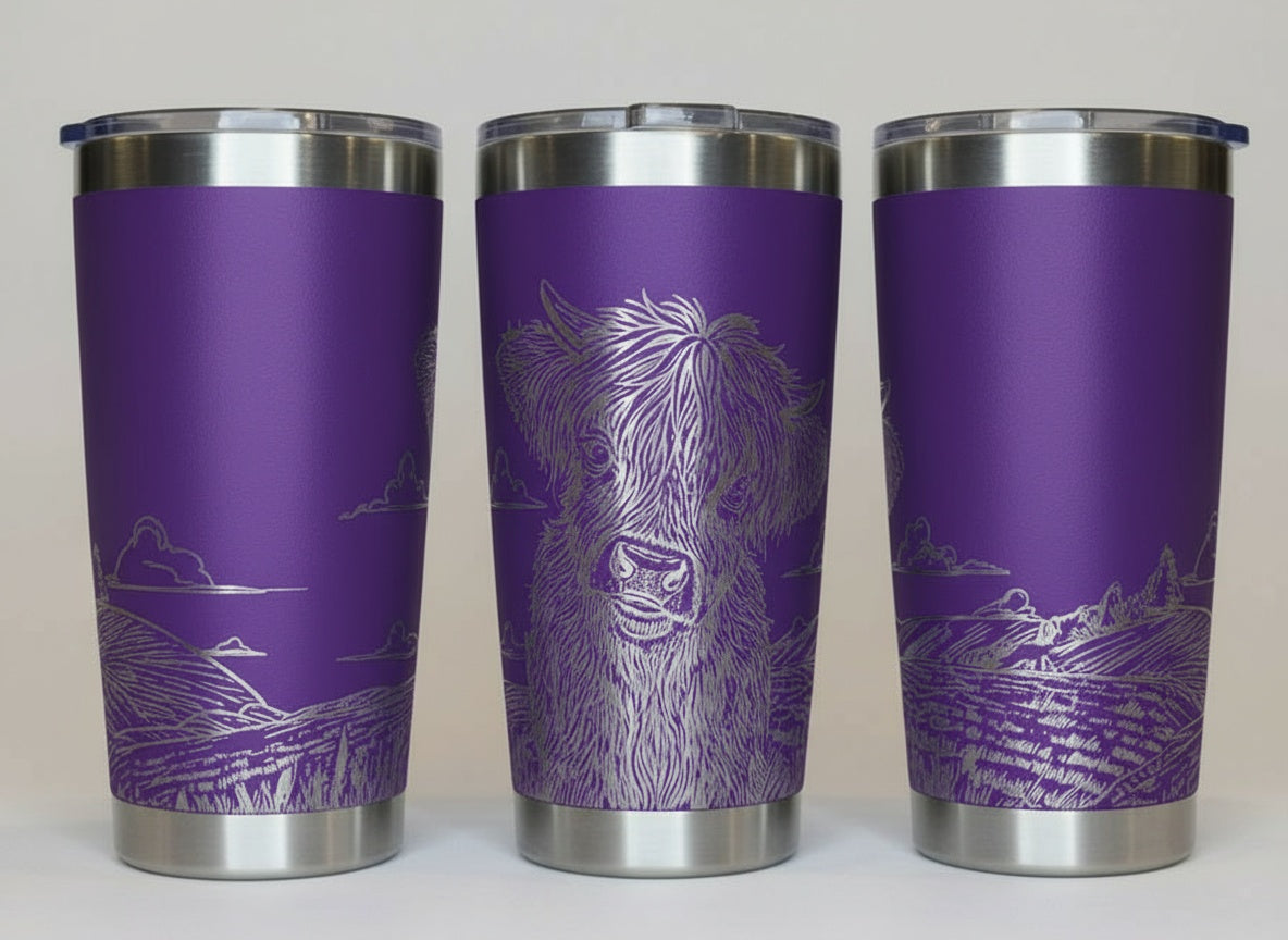 Highland Cow in Field 20oz Tumbler