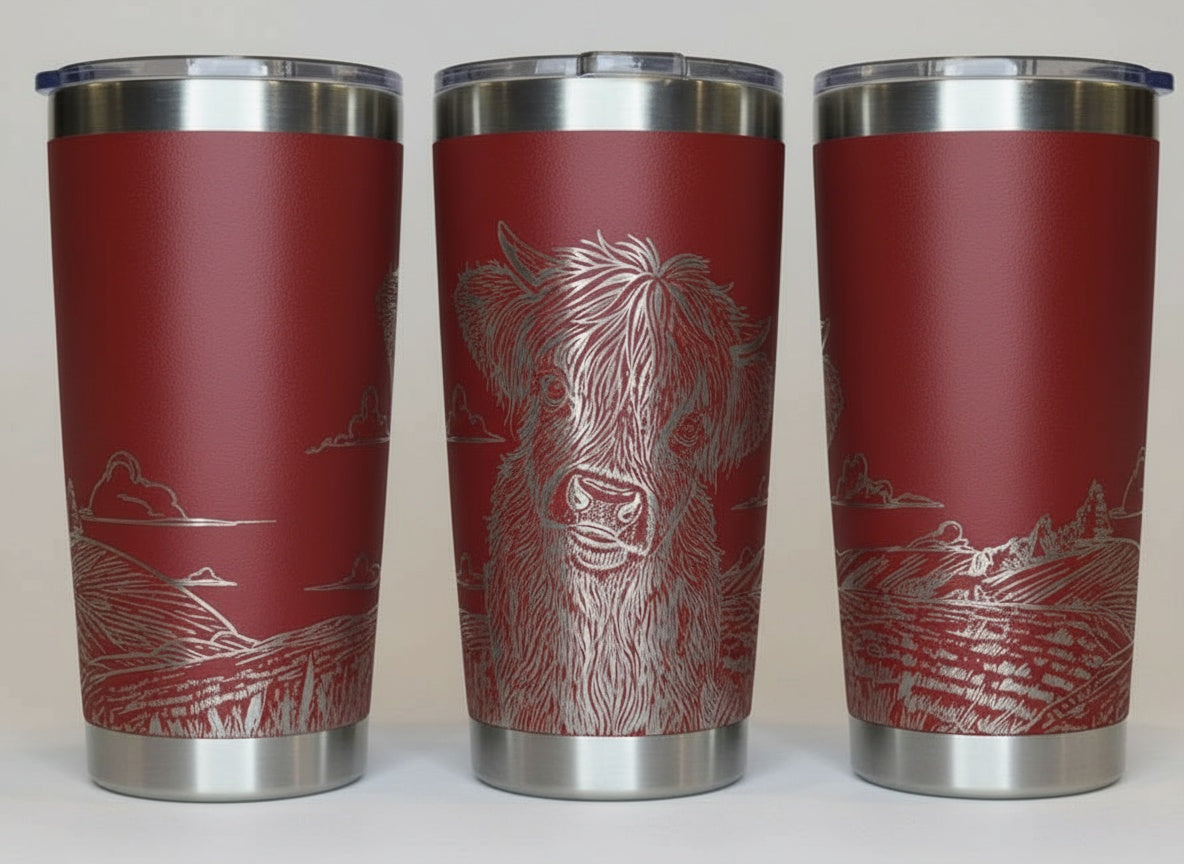 Highland Cow in Field 20oz Tumbler