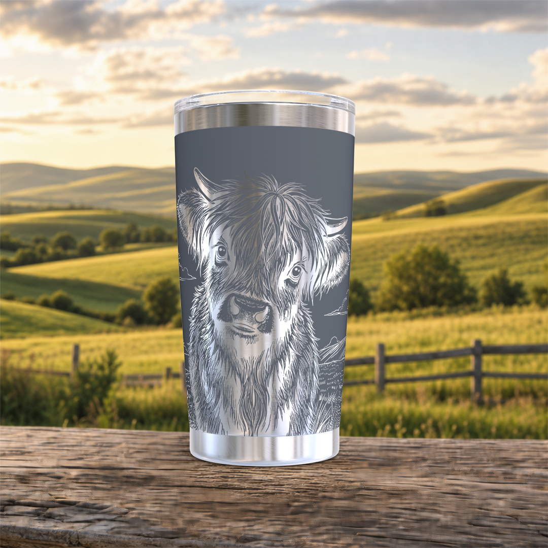 Highland Cow in Field 20oz Tumbler