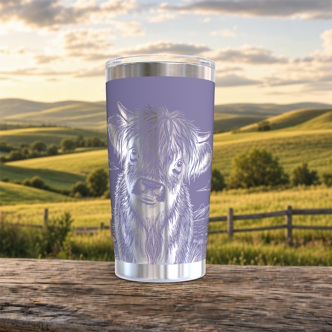 Highland Cow in Field 20oz Tumbler