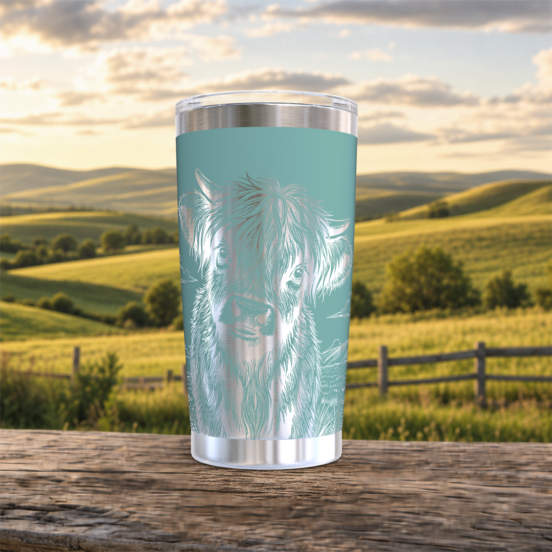 Highland Cow in Field 20oz Tumbler