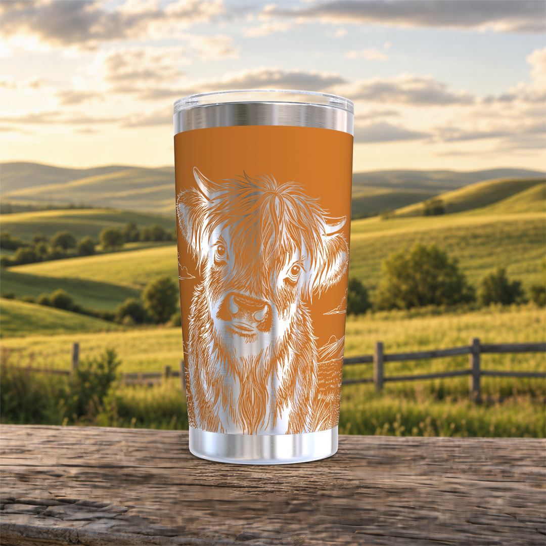 Highland Cow in Field 20oz Tumbler