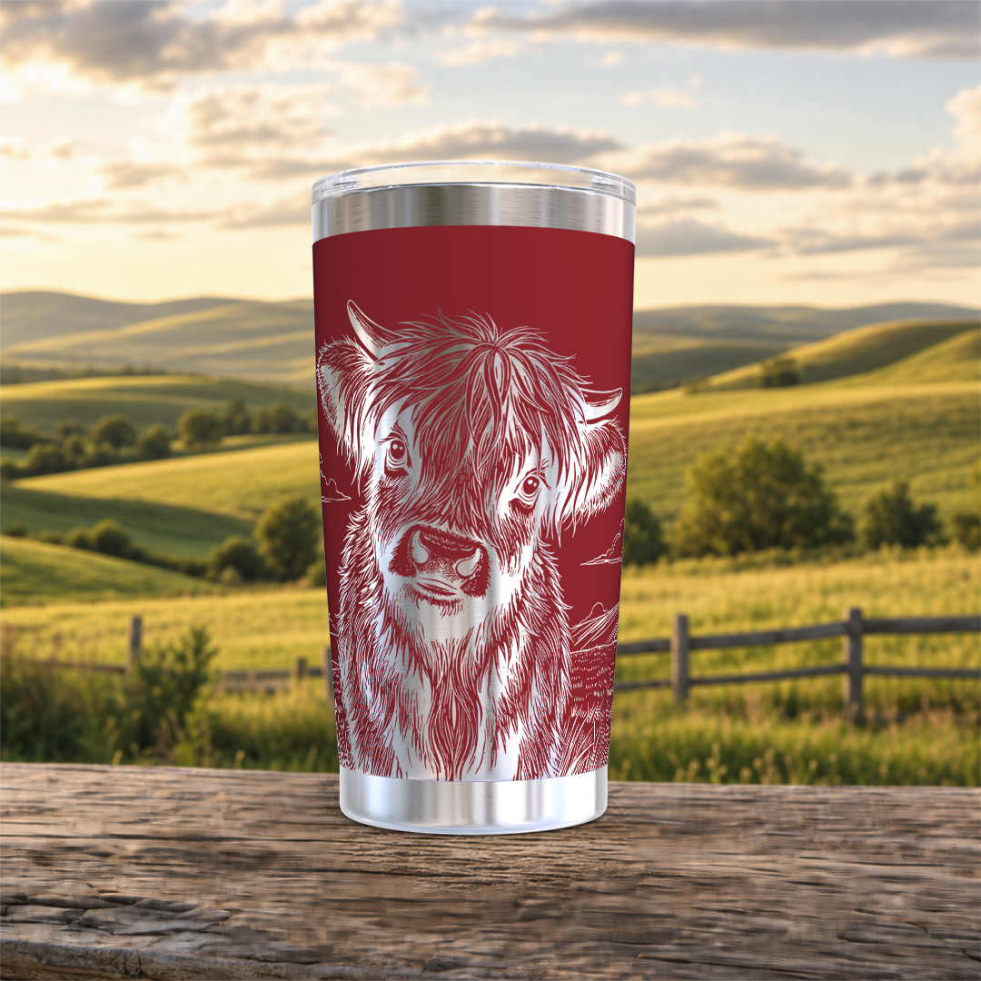 Highland Cow in Field 20oz Tumbler