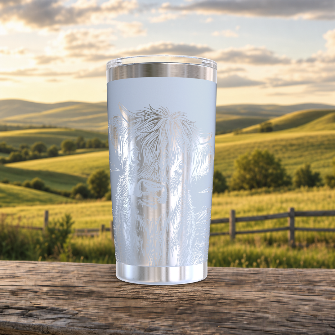 Highland Cow in Field 20oz Tumbler