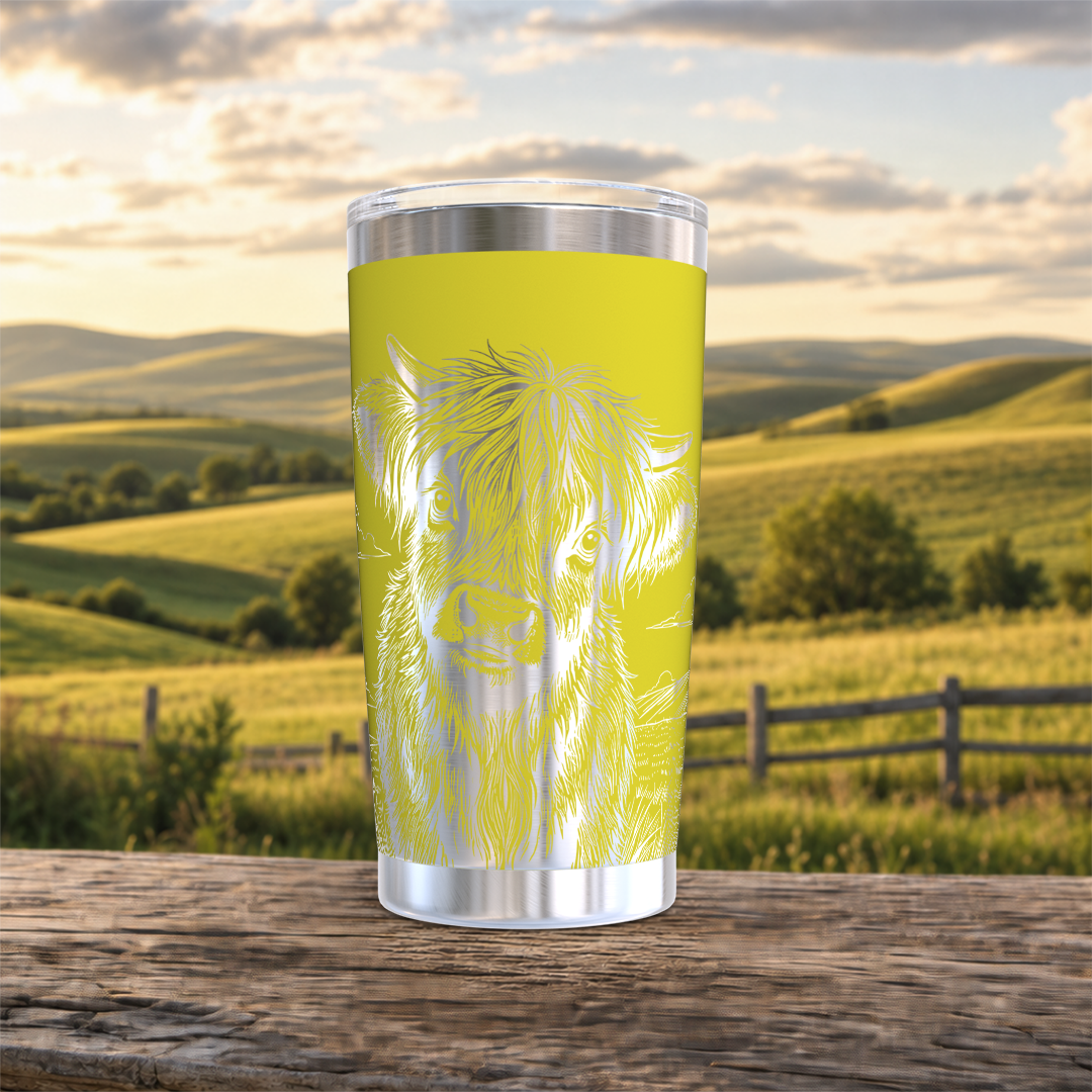 Highland Cow in Field 20oz Tumbler