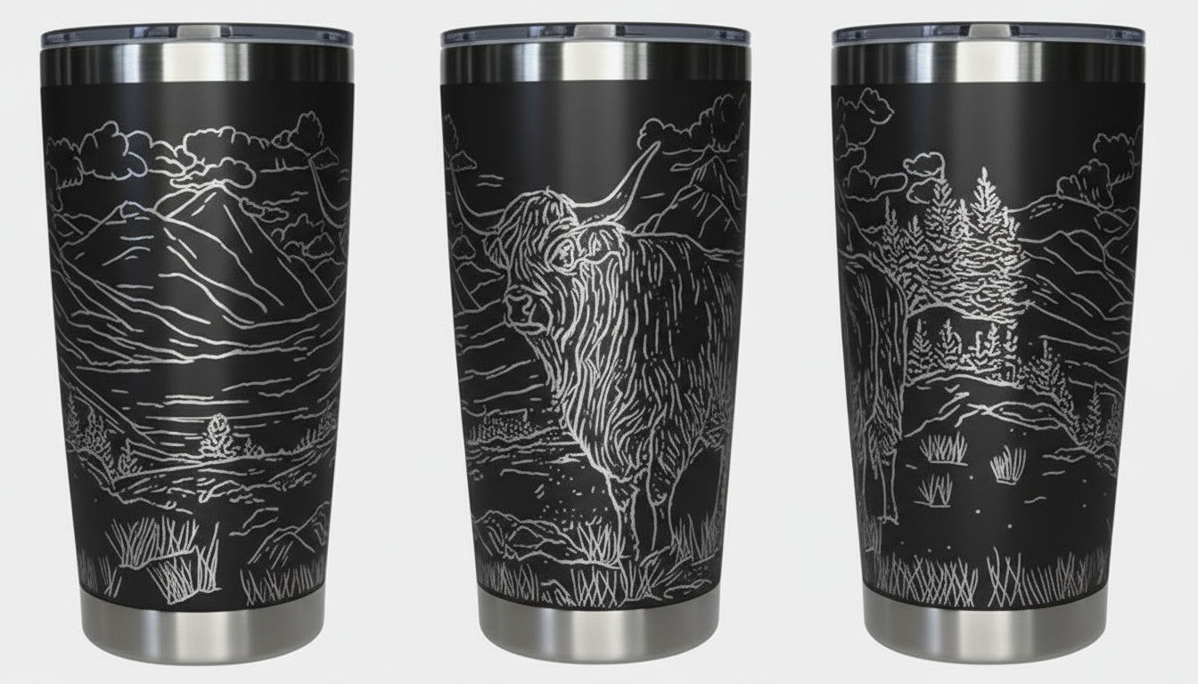 Highland Cow in Pasture 20oz Tumbler