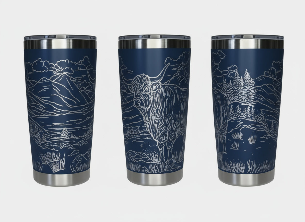 Highland Cow in Pasture 20oz Tumbler