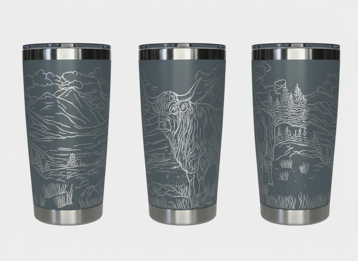 Highland Cow in Pasture 20oz Tumbler
