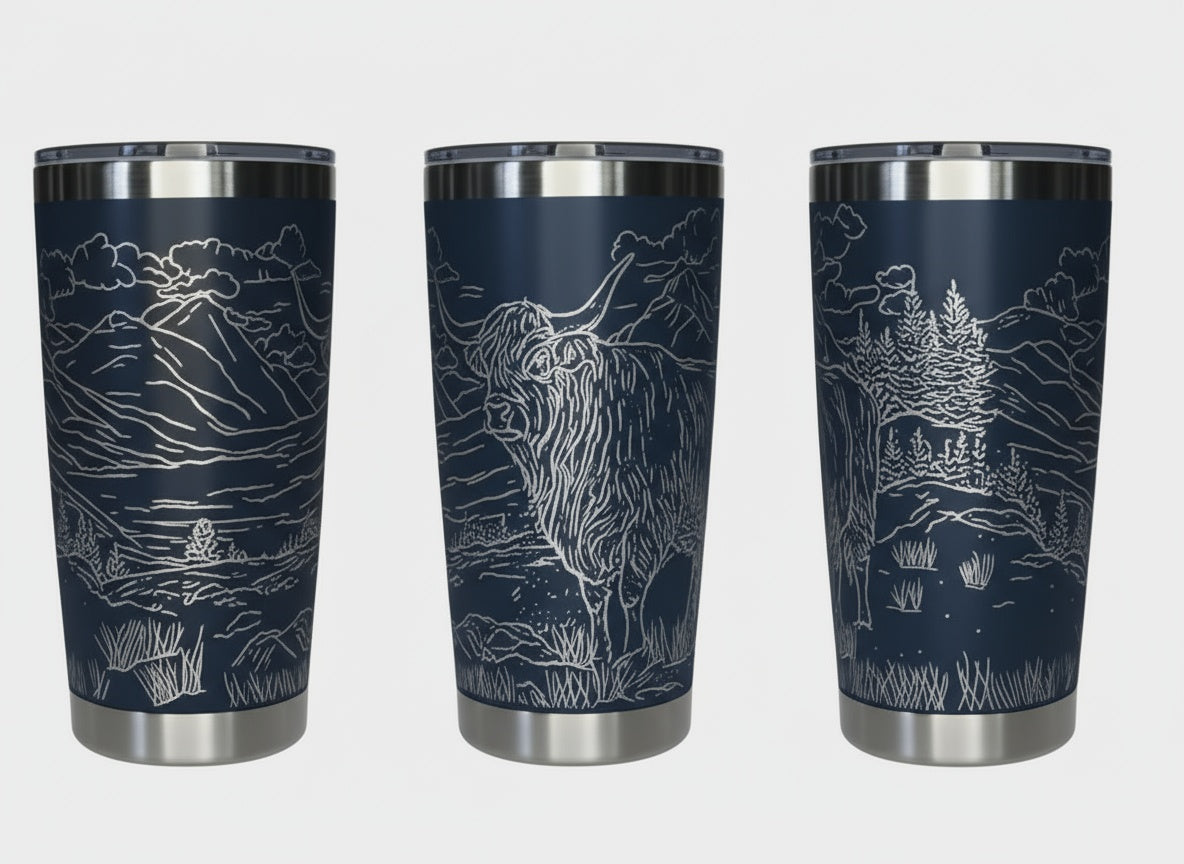 Highland Cow in Pasture 20oz Tumbler