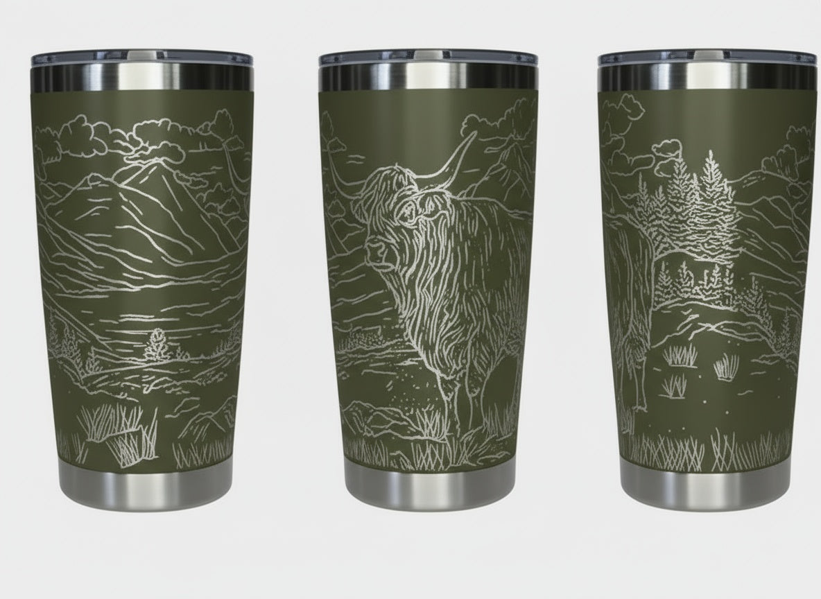 Highland Cow in Pasture 20oz Tumbler