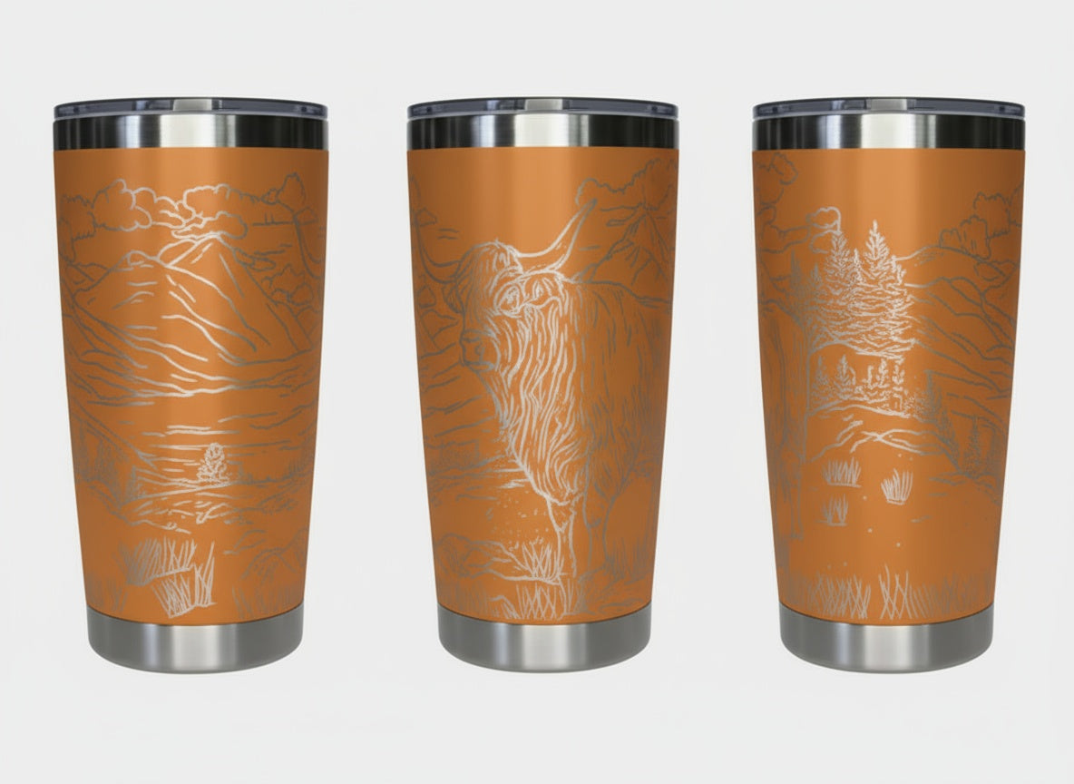 Highland Cow in Pasture 20oz Tumbler