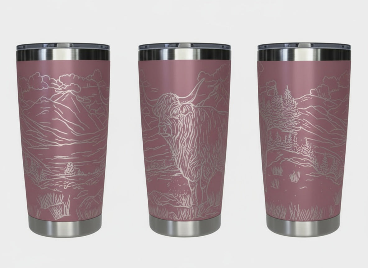Highland Cow in Pasture 20oz Tumbler