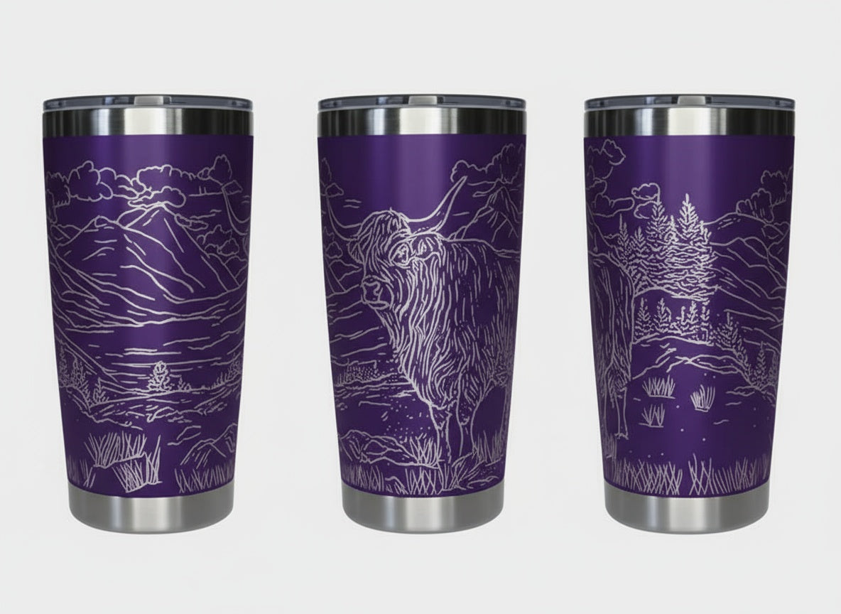 Highland Cow in Pasture 20oz Tumbler