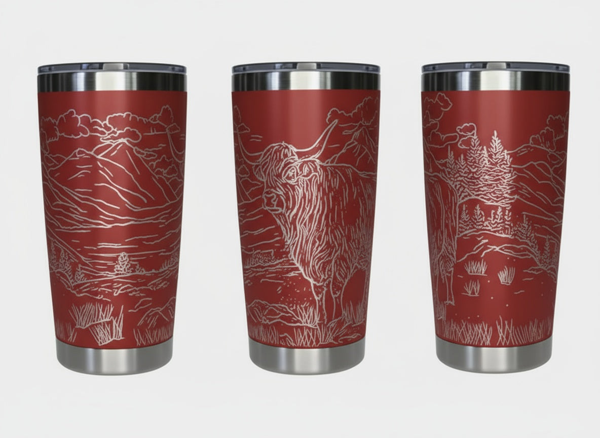 Highland Cow in Pasture 20oz Tumbler