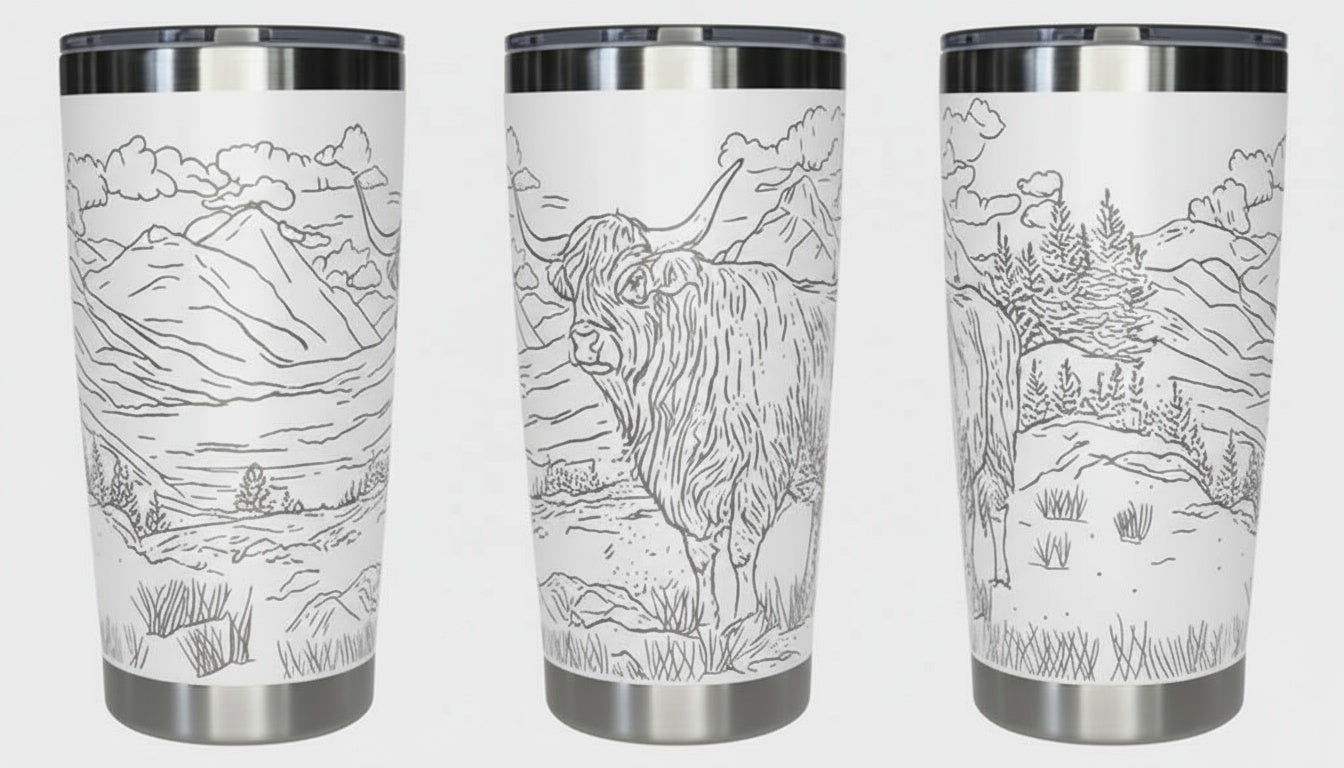 Highland Cow in Pasture 20oz Tumbler