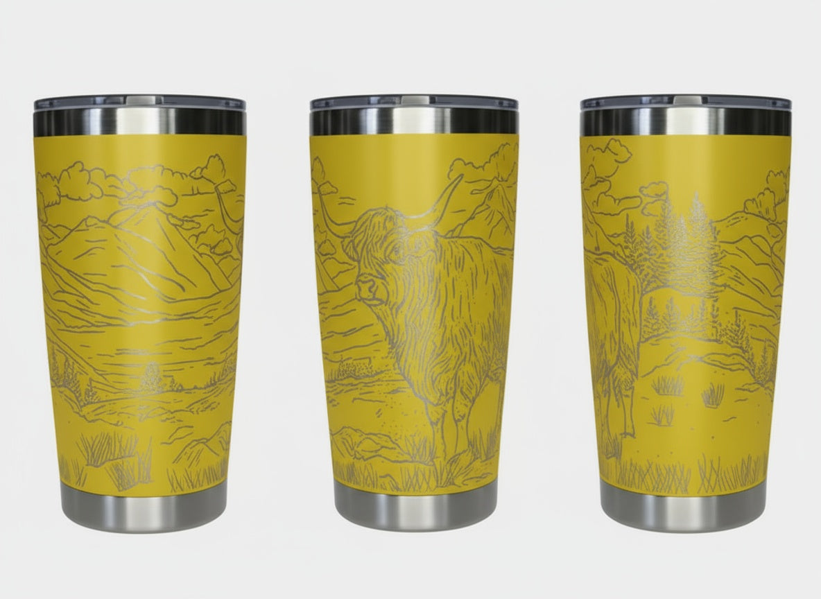 Highland Cow in Pasture 20oz Tumbler