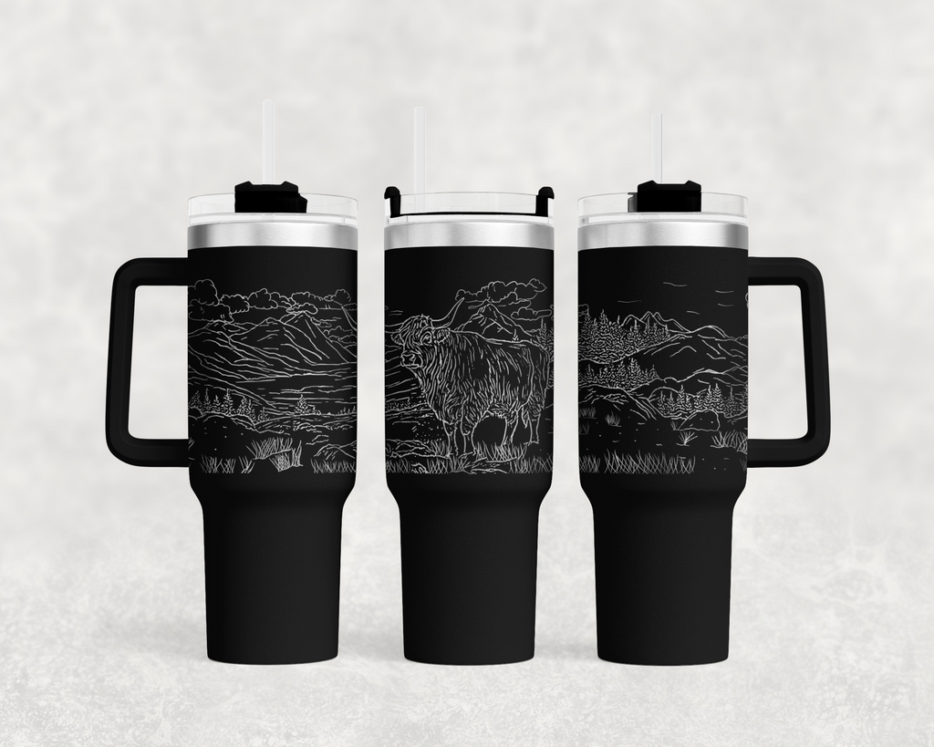 Highland Cow in Pasture 40oz Tumbler