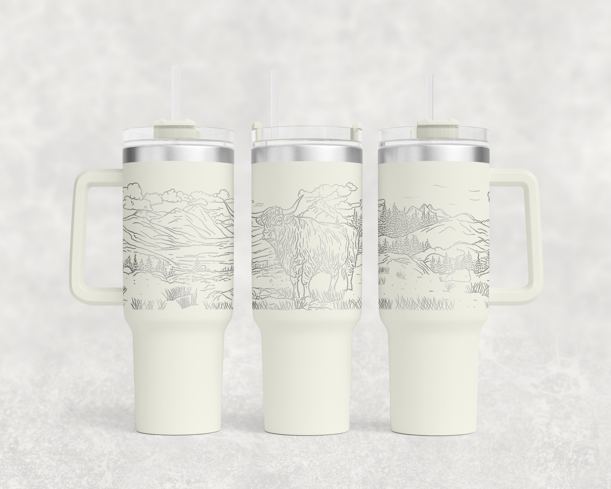 Highland Cow in Pasture 40oz Tumbler