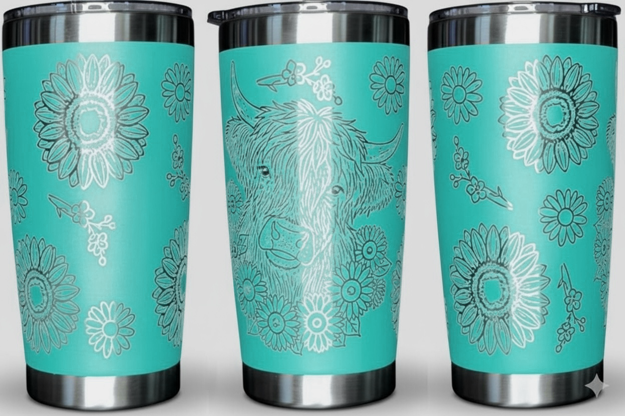 Highland Cow with Sunflowers 20oz. Tumbler