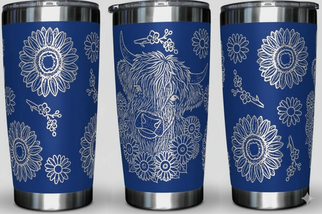 Highland Cow with Sunflowers 20oz. Tumbler