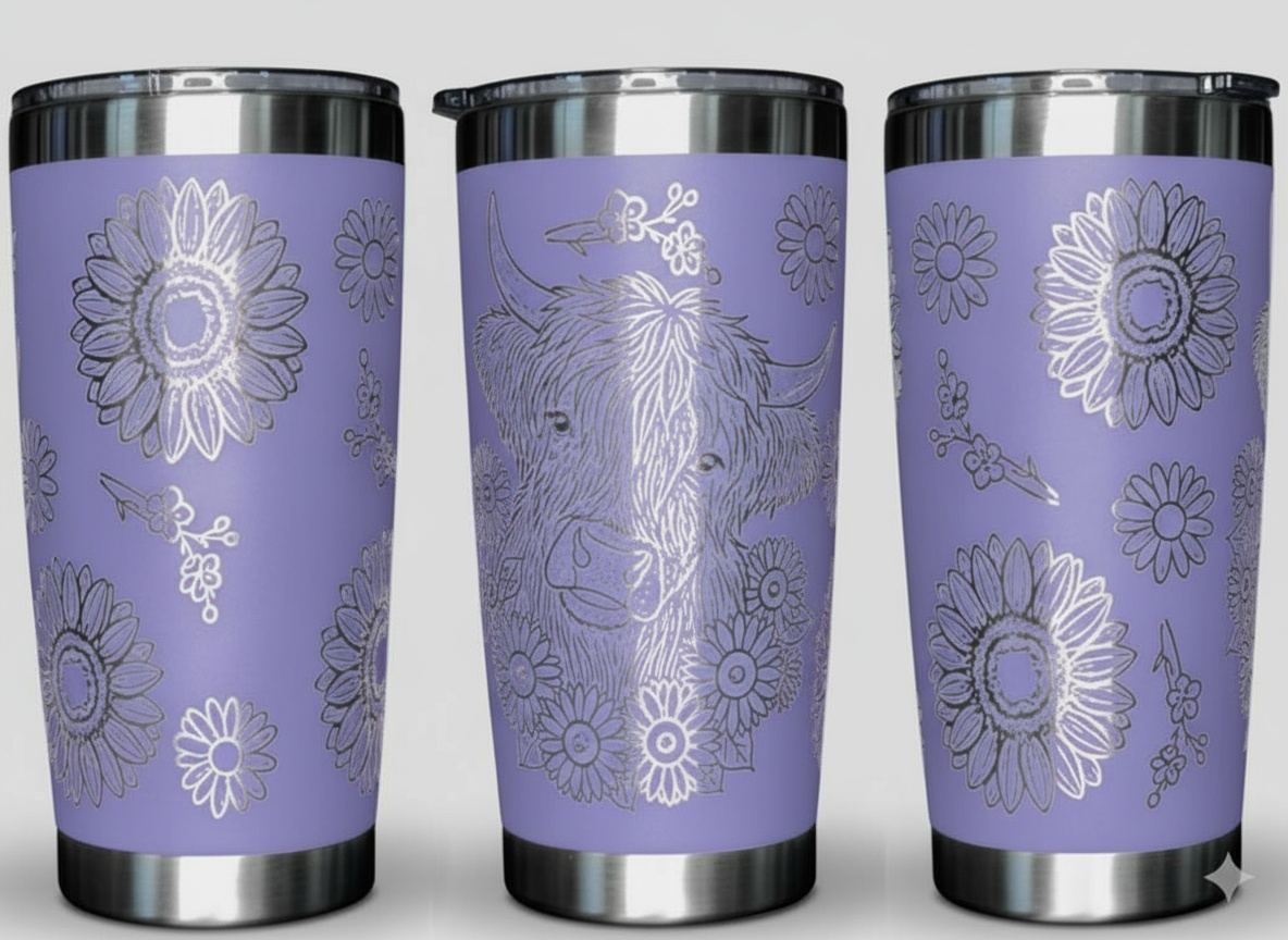 Highland Cow with Sunflowers 20oz. Tumbler