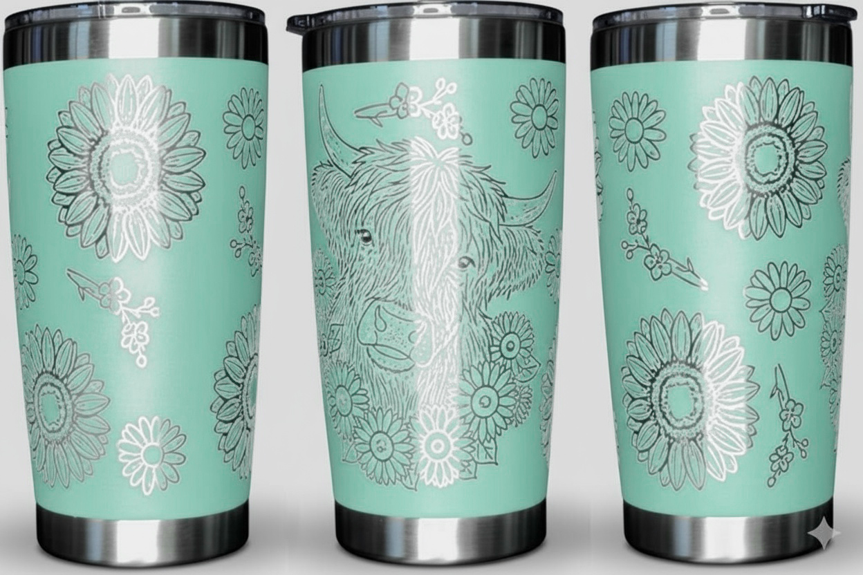 Highland Cow with Sunflowers 20oz. Tumbler