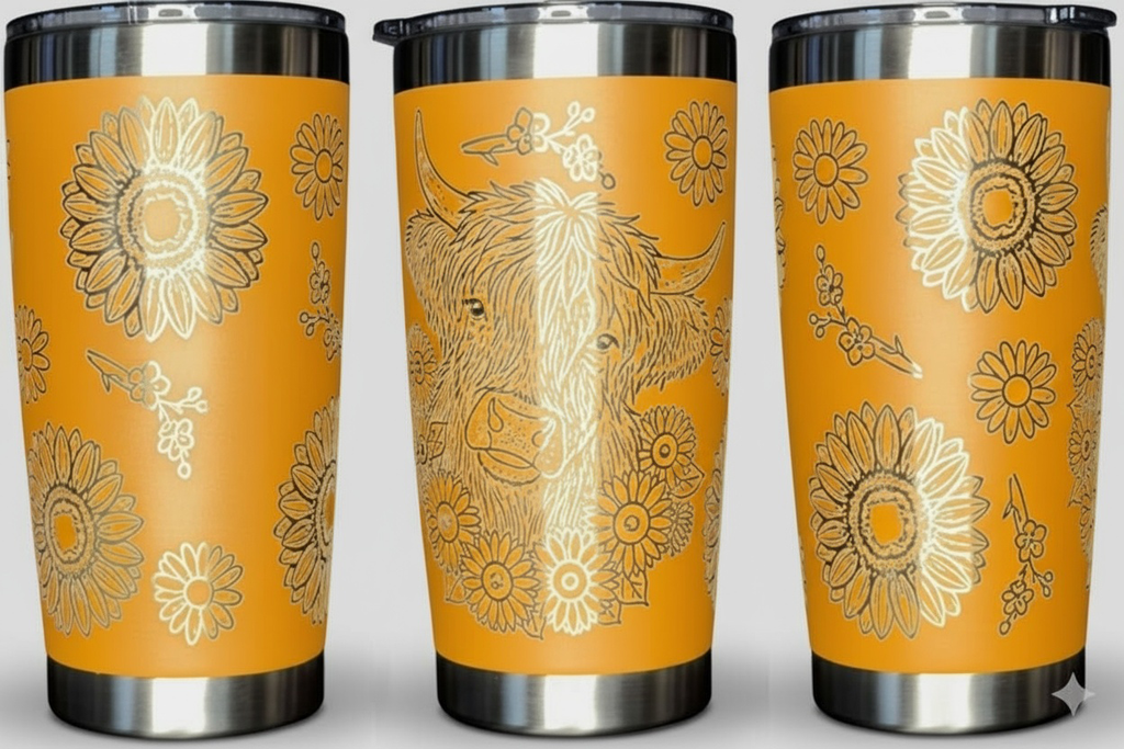Highland Cow with Sunflowers 20oz. Tumbler