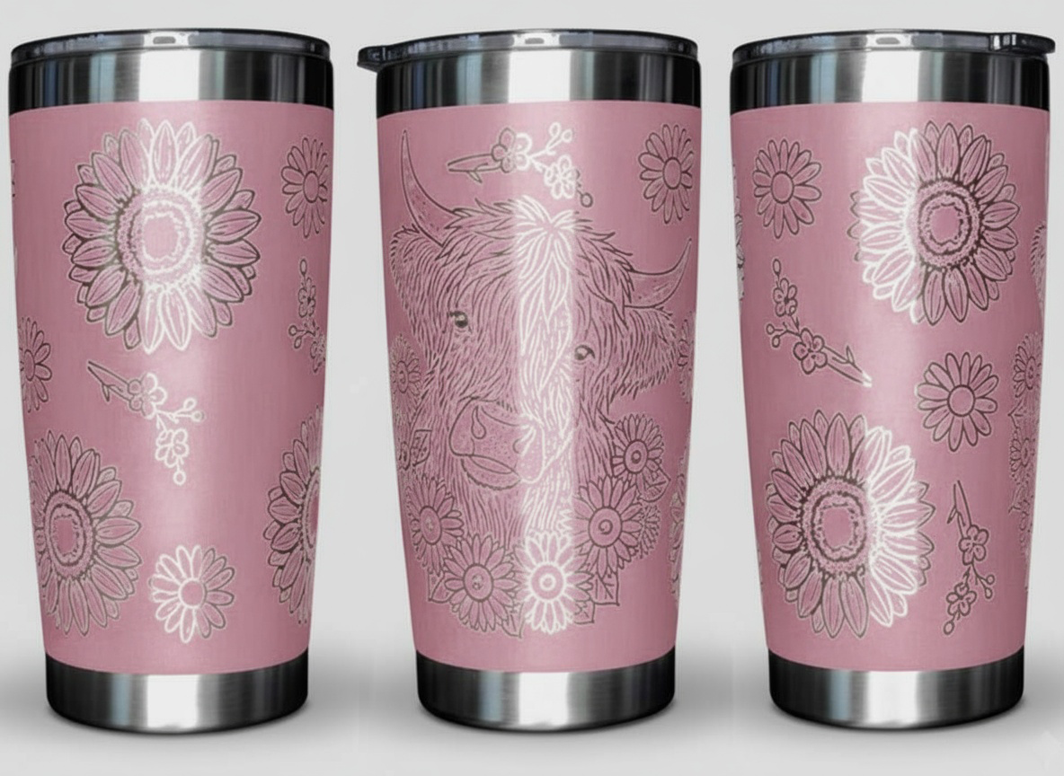 Highland Cow with Sunflowers 20oz. Tumbler