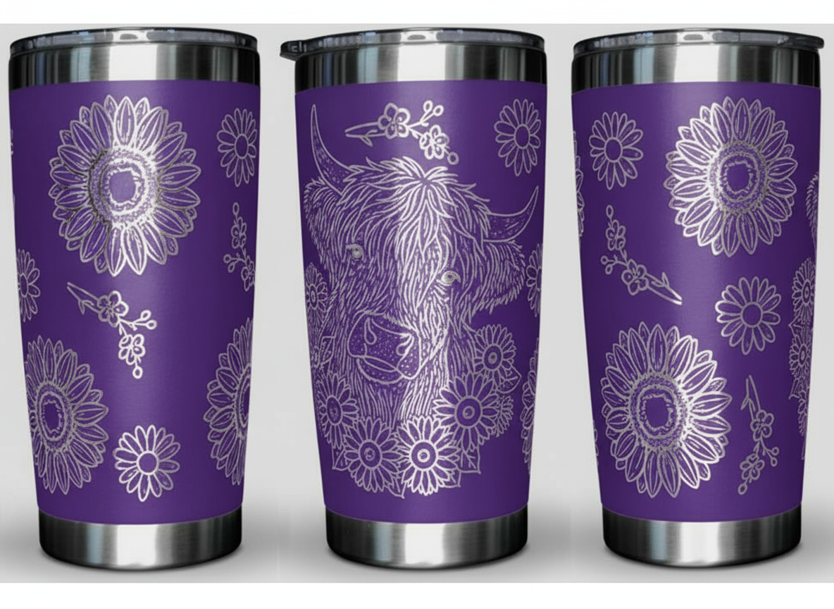 Highland Cow with Sunflowers 20oz. Tumbler