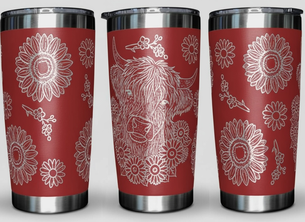 Highland Cow with Sunflowers 20oz. Tumbler