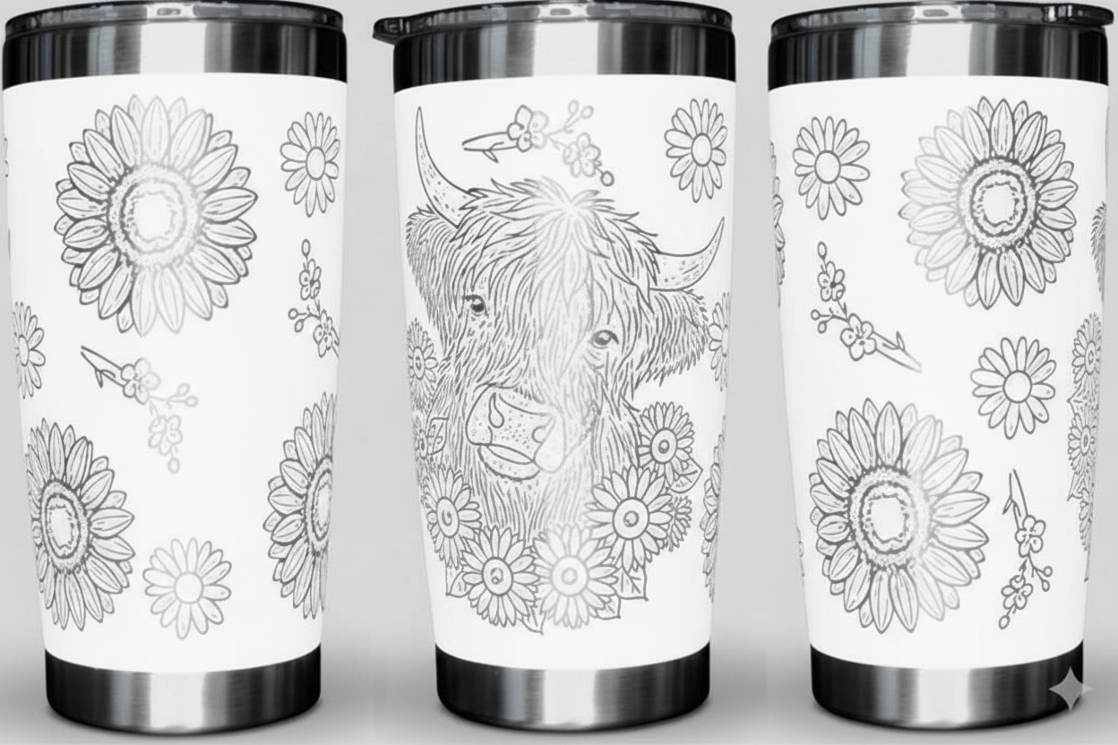 Highland Cow with Sunflowers 20oz. Tumbler
