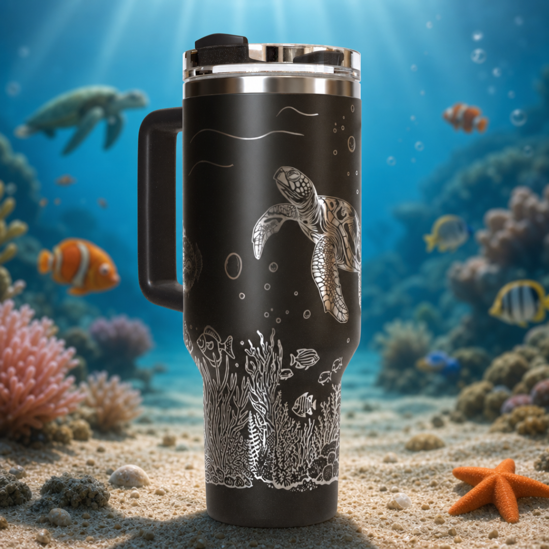 Underwater Sea Turtle and Stingray 40oz Tumbler