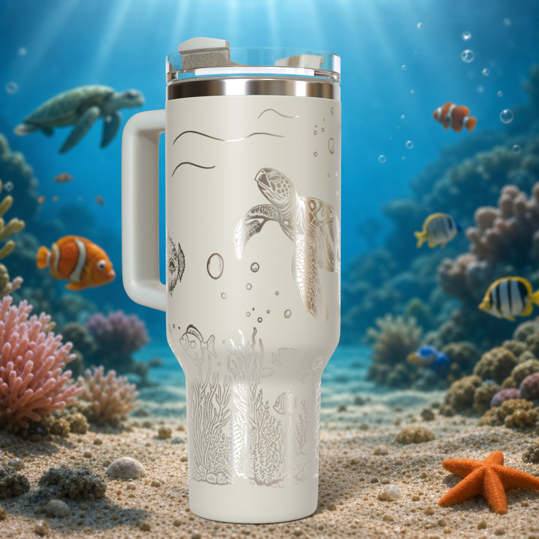 Underwater Sea Turtle and Stingray 40oz Tumbler