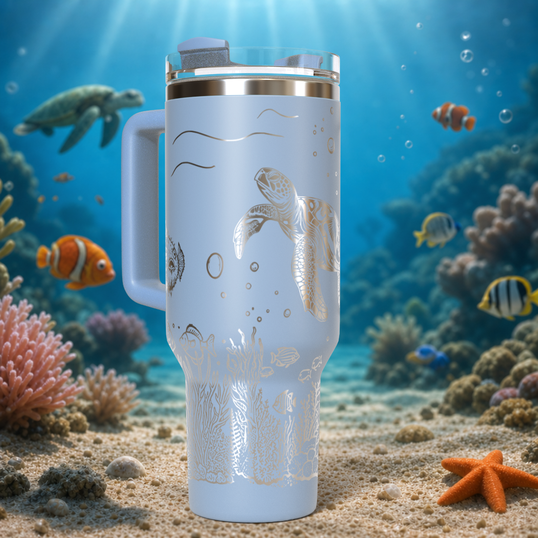 Underwater Sea Turtle and Stingray 40oz Tumbler