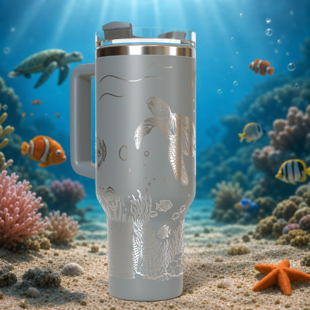 Underwater Sea Turtle and Stingray 40oz Tumbler