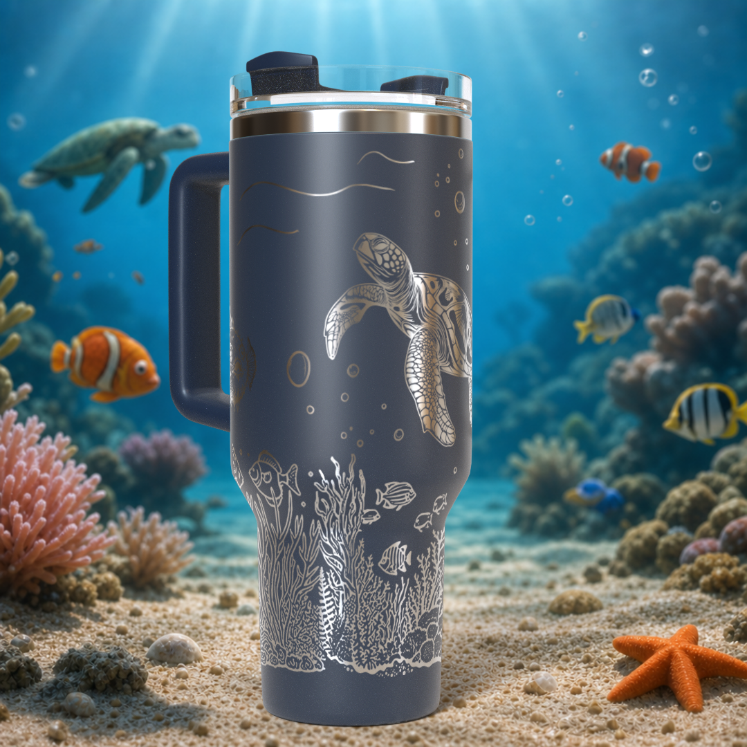 Underwater Sea Turtle and Stingray 40oz Tumbler