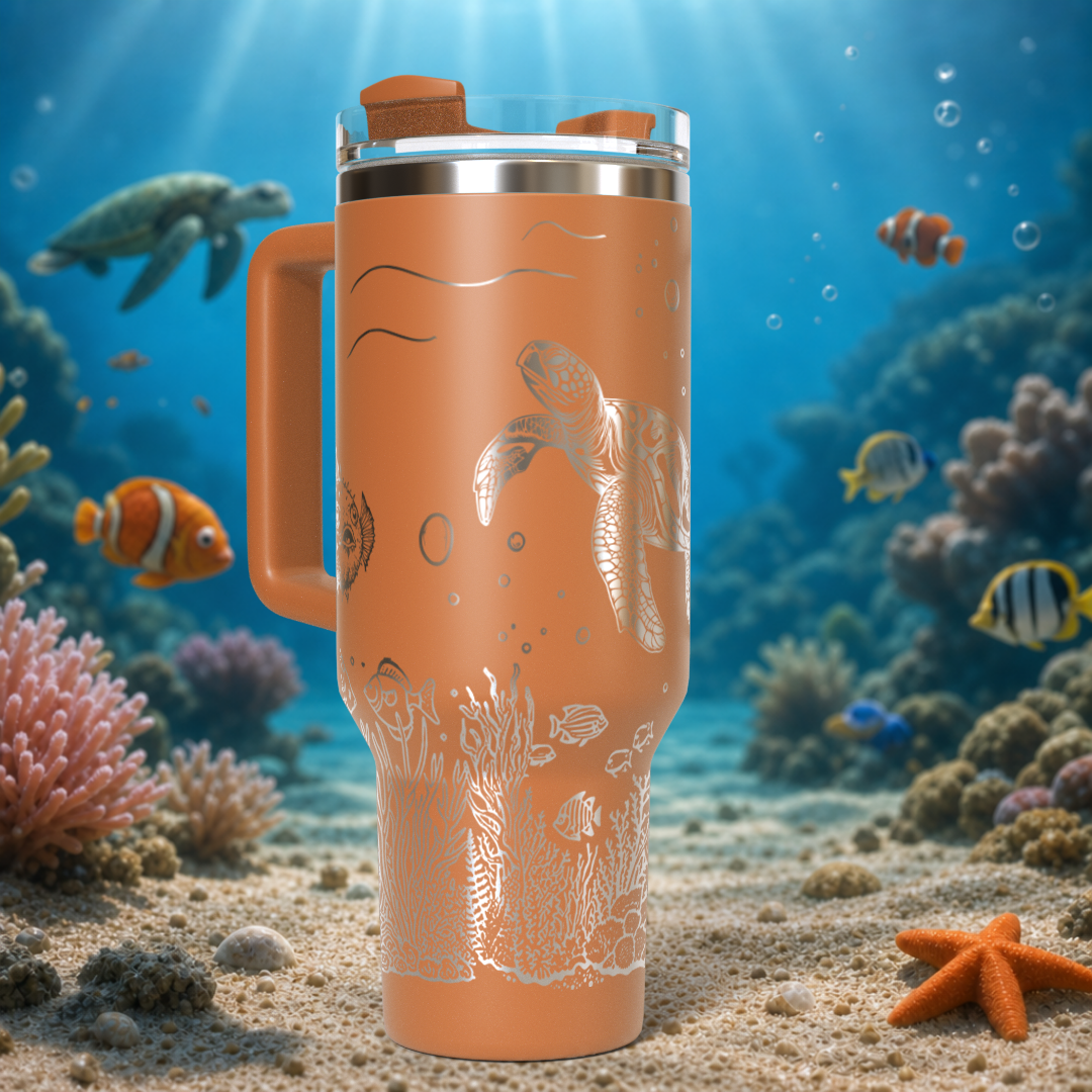 Underwater Sea Turtle and Stingray 40oz Tumbler