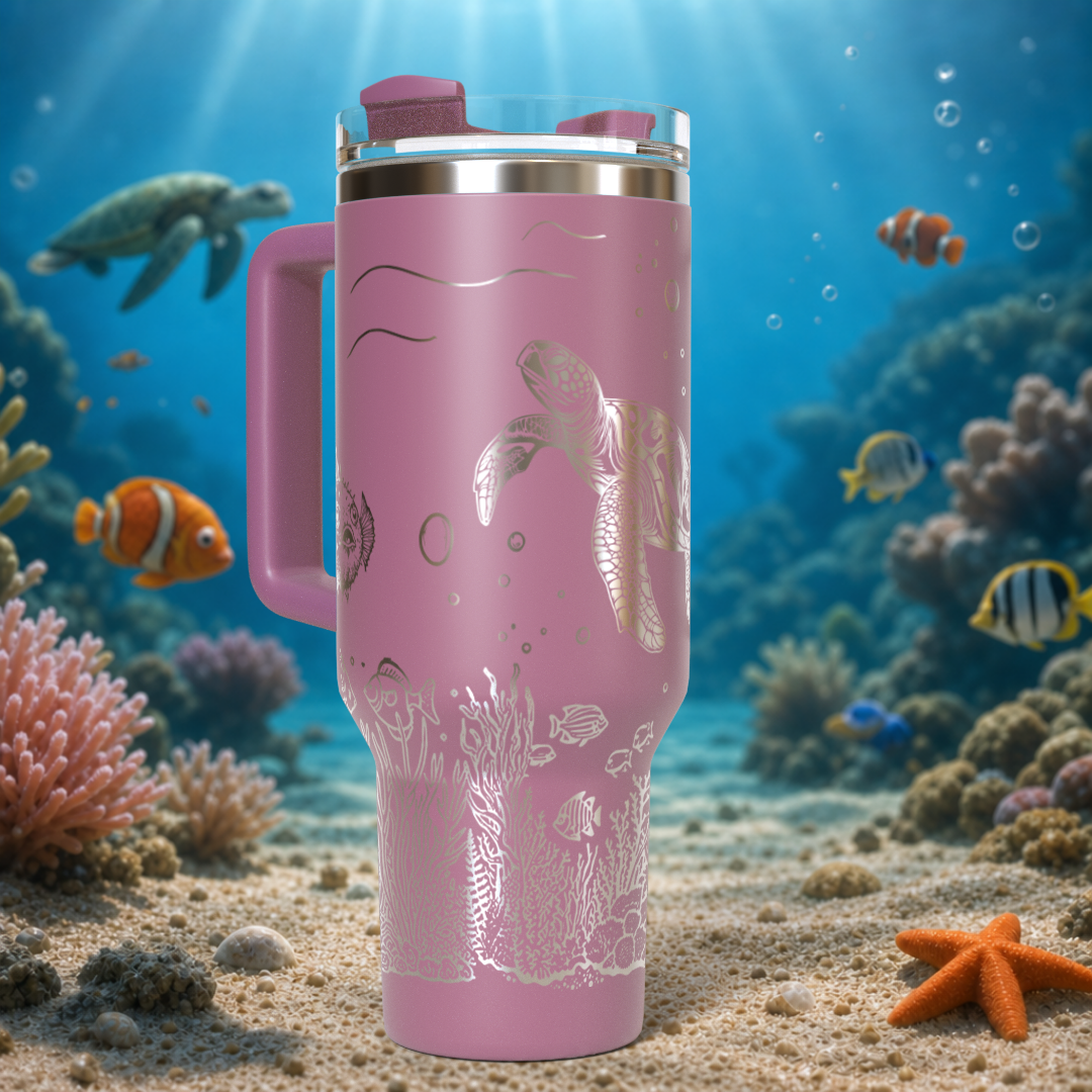 Underwater Sea Turtle and Stingray 40oz Tumbler