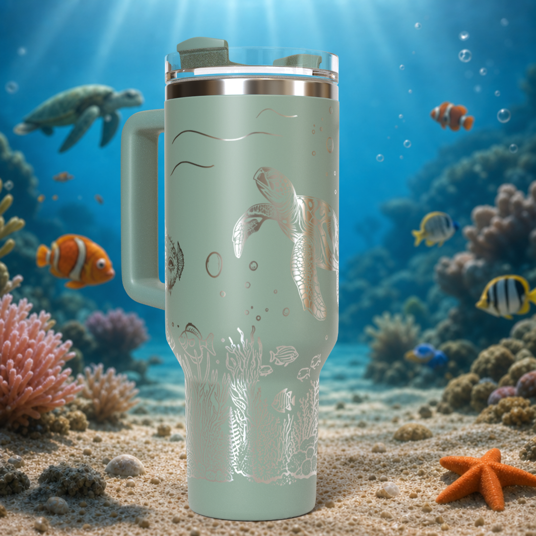 Underwater Sea Turtle and Stingray 40oz Tumbler