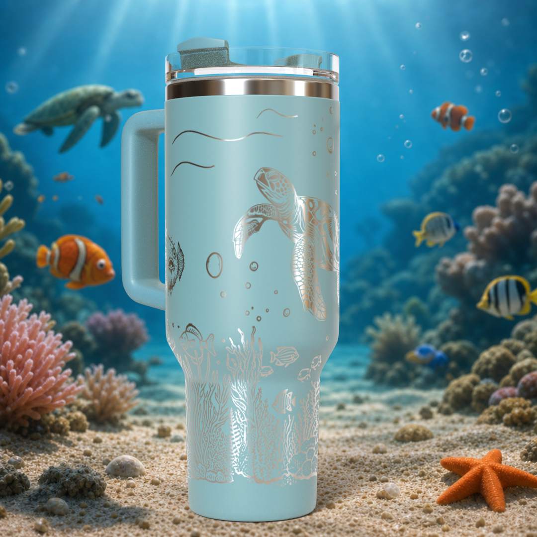 Underwater Sea Turtle and Stingray 40oz Tumbler