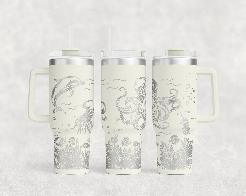 Underwater Dolphin and Octopus 40 oz. Tumbler